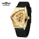 Military Triangle Steel Skeleton Automatic Movement Sports Mechanical Luxury Waterproof Silicone Strap Wristwatches