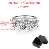 Stunning 18KWGP 3 Stone 4ct/2ct VVS1 D Colour Moissanite Diamonds Silver Ring