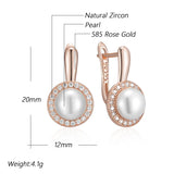 Fashion Pearl 14K Rolled Gold AAA Zircon Diamonds Boho Ethnic Drop Earrings