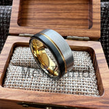 Offset Grooved Brushed Finish 6/8MM Men Women Tungsten Carbide Wedding Rings