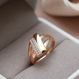 14 Karat Gold Filled Trend Minimalist Geometry AAA Zircon Diamonds Elegant Women's Rings