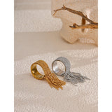 18K Gold Plated Stainless Steel Chain Tassel Adjustable High Quality Charm Stylish Ring
