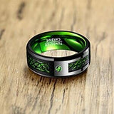 New Arrival Green Carbon Fiber Dragon Tungsten Carbide Rings for Woman Men - Popular Wedding Rings - The Jewellery Supermarket