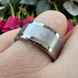 Polished Brushed Multicolor 10/12mm Mens Big Tungsten Engagement Wedding Ring