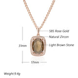 Amazing Rolled 14K Rose Gold Oval Brown AAA Zircon Crystal Necklace - Fashion High Quality  Jewellery