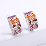 New Style Colourful Cat Face Unique Handmade Enamel 925 Silver Earrings