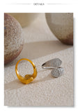 18K Gold Plated Stylish Adjustable Stainless Steel AAA Zirconia Diamonds Heart Snake Ring