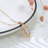 Luxury Oval 14K Filled Rose Gold AAA Zircon Diamonds Pendant Twine Texture Long Chain Fashion Fine Jewellery