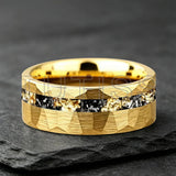 Mens 6/8mm Black Gold Meteorite Gold Foil Tungsten Carbide Rings Men's Wedding Rings