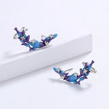 Creative Small Fish Shape Handmade Enamel Zircon Diamonds Stud Earrings