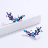 Creative Small Fish Shape Handmade Enamel Zircon Diamonds Stud Earrings