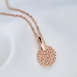 14K Filled Gold Vintage Texture Geometric Elegant Pendant Necklaces Women Fine Jewellery