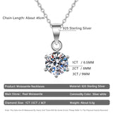 Graceful 1-3CT Round Cut D Colour VVS1 Moissanite Diamond Necklace for Women - 925 Silver Diamond Fine Jewellery