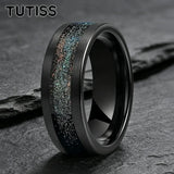 Flowing Sand/Green Grass Agate Inlay High Polished Dome 8mm Tungsten Carbide Rings