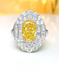 Elegant Design Colorful Diamond Egg Ring Inlaid with High Quality AAAAA High Carbon Diamonds, Retro Fine Jewellery