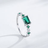 Elegant AAAA Lab Created Diamonds Silver Vintage AAA Green Square Zircon Rings