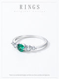 Vintage 925 Sterling Silver AAAA Lab Created Diamond AAAA Green Zircon Rings