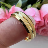 New Grooved Brushed Beveled Finish Classic Tungsten Carbide Rings for Men Women
