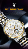 PLAYBOY Luxury Top Brand Fashion Automatic Mechanical Stainless Steel Waterproof Business Men's Watches for Men