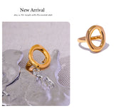 18K Gold Plated Creative Stainless Steel Geometric Hollow Golden Minimalist Ring