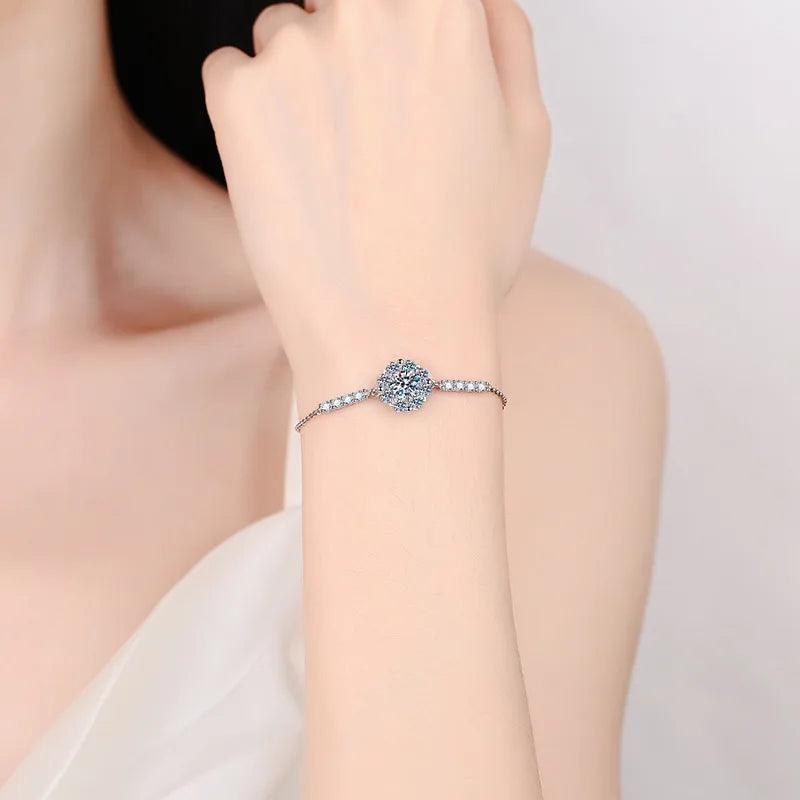 Dazzling Real GRA Certified 1ct Moissanite Diamonds Bracelet for Women, Party Wedding Fine Jewellery Link Bracelets - The Jewellery Supermarket