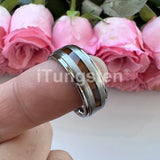 Different Wods Inlay Stepped Unique Brushed Finish Tungsten Wedding Rings