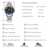 TOP BRAND DESIGN 40MM GMT Luxury NH34 Automatic Stainless Steel Waterproof Men Mechanical Wristwatch