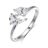 New Design Double Pear Cut VVS1 D Colour Moissanite Diamonds Silver Wedding Rings