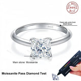Brilliant 2 Carat D Colour VVS1 Princess Cut Moissanite Diamond Silver Ring