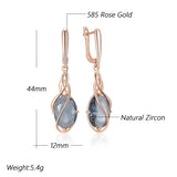 Luxury 14K Rolled Gold Unique Geometric Hollow AAA Zircon Crystals Drop Earring