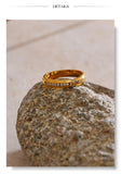18K Smooth Stainless Steel AAA Zirconia Diamonds Round Square Delicate Trendy Ring
