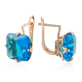 Gorgeous Big Square 14K Rolled Rose Gold Multicolour AAA Zircon Crystals Drop Earrings - Fashion Zircon Jewellery