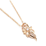 14K Gold Filled Vintage Style Hollow Flower AAA Zircon Diamonds Fine Pendant Necklace