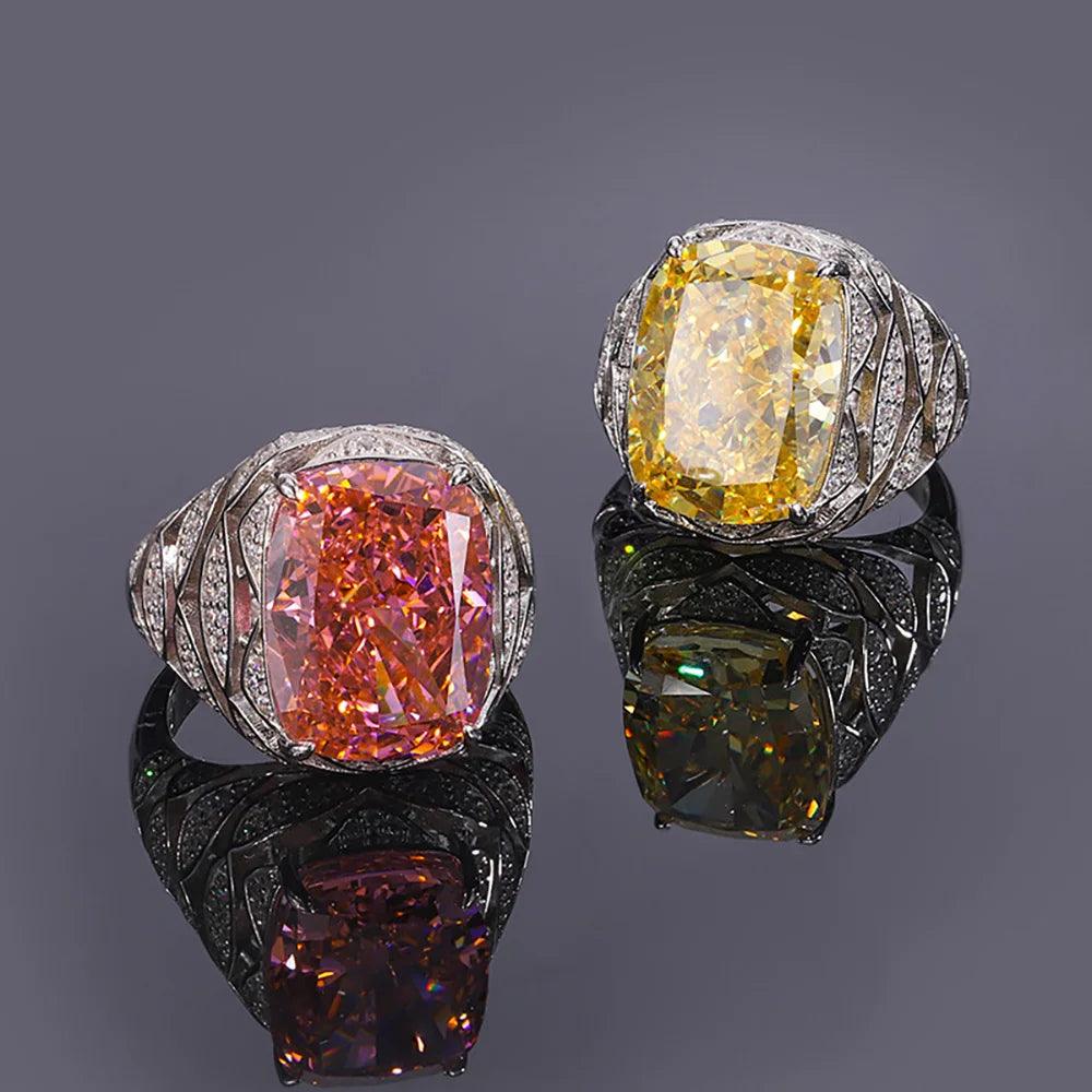 New Trend AAAAA Padparadscha Quartz Topaz Big Silver Rings for Women - Wedding Cocktail Party Fine Jewellery - The Jewellery Supermarket