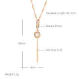 14K Rolled Gold Tassel AAA Zircon Diamonds Hollow Water Wave Chain Pendant Necklace