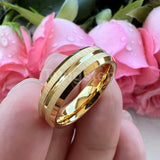 New Grooved Brushed Beveled Finish Classic Tungsten Carbide Rings for Men Women