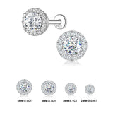 Sterling Silver Moissanite Diamonds Multi-Size Round Cartilage Tragus Stud Earrings