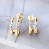 NEW Moissanite Diamonds Piercing Stud Earrings Silver Double Side Hoop Illusion Earrings for Women Fine Jewellery - The Jewellery Supermarket