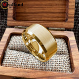 Brushed Finish Beveled Polished Edge 10/12mm Men Wedding Black Tungsten Rings