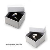 Luxury Real Pink Black White Purple Double Pearl AAA Zircon Diamonds Silver Rings