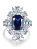 Dazzling Blue Treasure Ring, European and American niche Lab Created Gemstone, Party Engagement Fine Jewellery - The Jewellery Supermarket