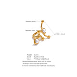 18K Gold Plated Stainless Steel Stylish Unique Design Pearls Geometric Adjustable Ring