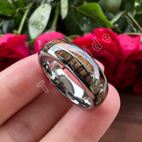Double Wood And Steel Arrow Inlay 6/8MM Mens Womens Tungsten Carbide Rings