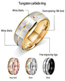 Dome Double Groove Inlaid With Mother Of Pearl Shell  6/8mm Tungsten Ring