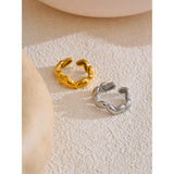 18K Gold Plated Stainless Steel  Heart Love Casting Open Ring Popular Fashion Jewellery