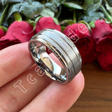 Grooved Stepped Finish 4 Colors 8mm Men Women Tungsten Satin Wedding Rings