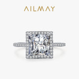 Fashion Luxury Princess Square Cut AAAA Lab Created Diamonds 925 Silver Rings