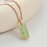 14K Gold Filled Fog Green Square AAA Zircon Crystal Elegant Necklace For Women