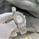 Honeycomb Bullet Texture Dial Single-Coil Snake Bangle Futuristic Statement Watch
