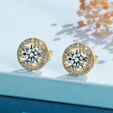 Awesome 0.5ct 1ct Round Moissanite Diamonds Unisex Stud Earrings Fine Jewellery
